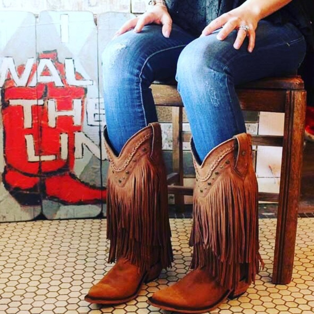 Liberty Black Vegas Fringe Boots 6.5 7 Free People